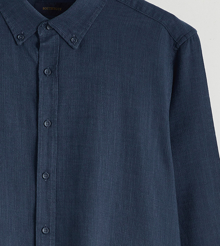 Solid Button-Down Collar Regular Fit Shirt