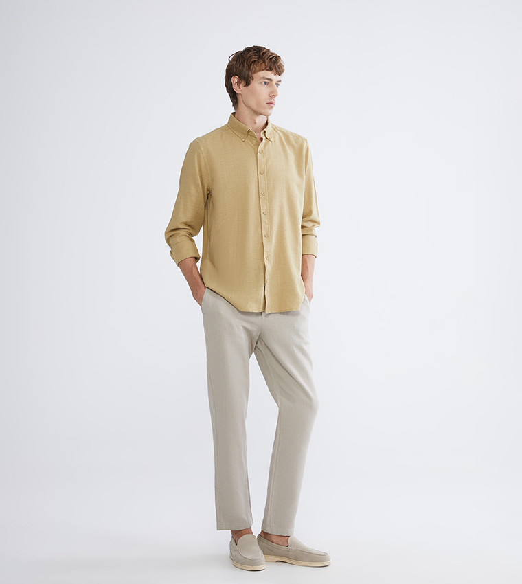 Textured Button Down Long Sleeves Shirt