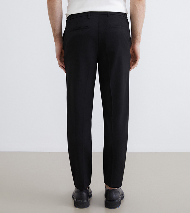 Solid Mid Rise Slim Fit Trousers