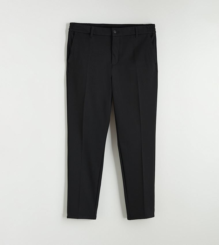 Solid Mid Rise Slim Fit Trousers