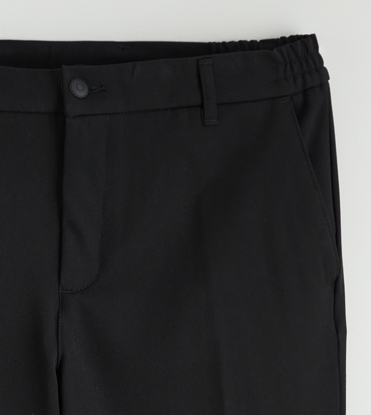 Solid Mid Rise Slim Fit Trousers