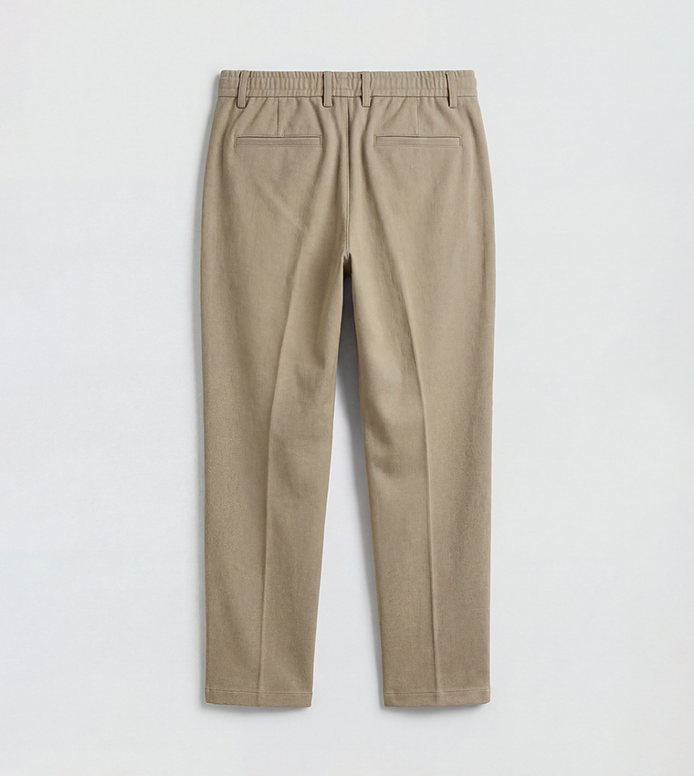 Solid Mid Rise Straight Fit Trousers