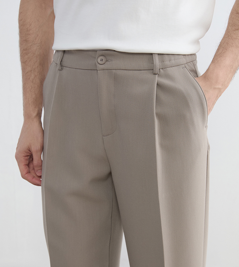 Solid Relaxed Fit Trousers