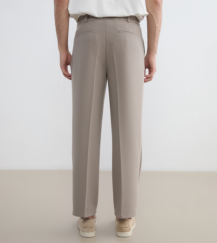 Solid Relaxed Fit Trousers