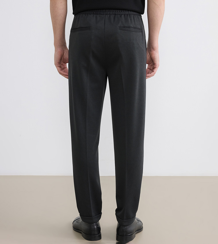 Drawstring Waist Slim Fit Trousers