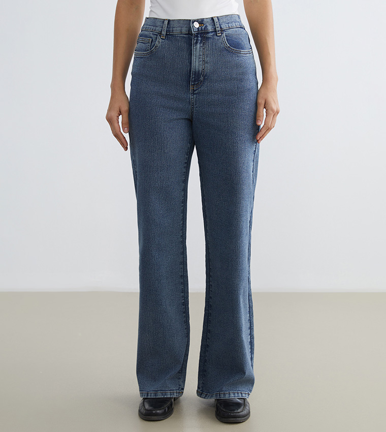 Washed High Waist Flared Jeans