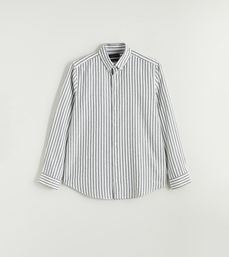 قميص رجالي كاجوال مخطط كم طويل 