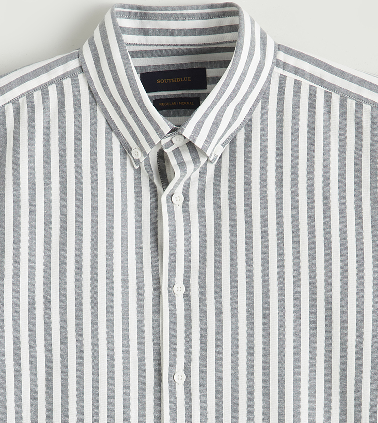 قميص رجالي كاجوال مخطط كم طويل 