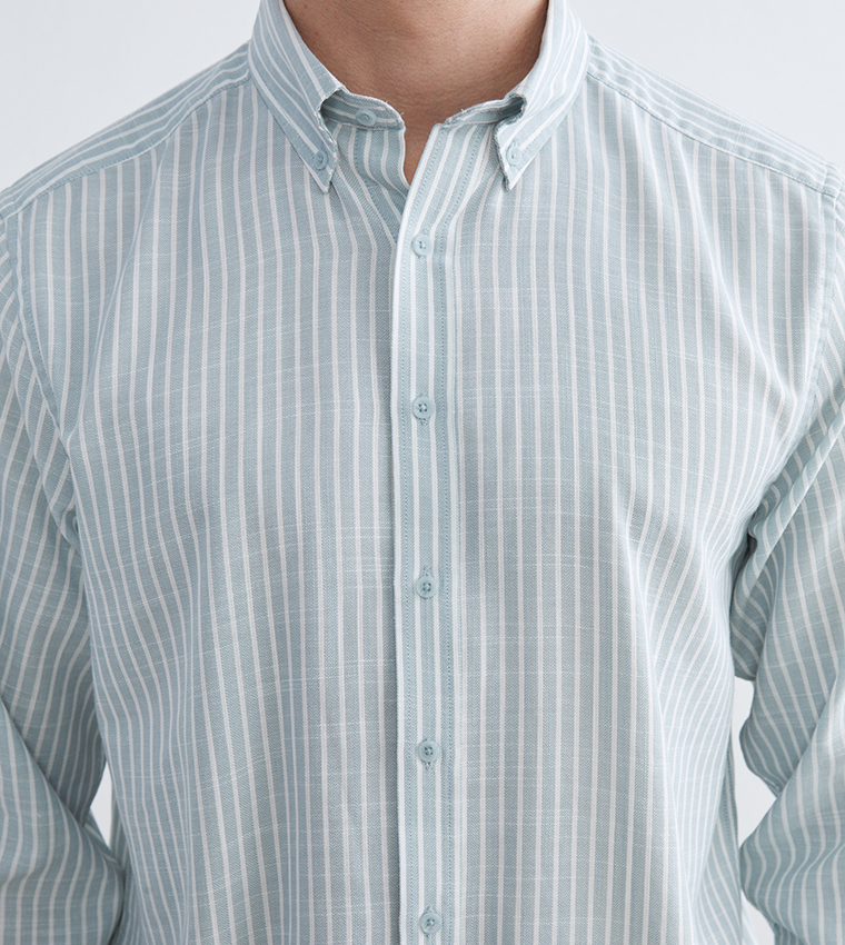 Striped Long Sleeves Dobby Shirt