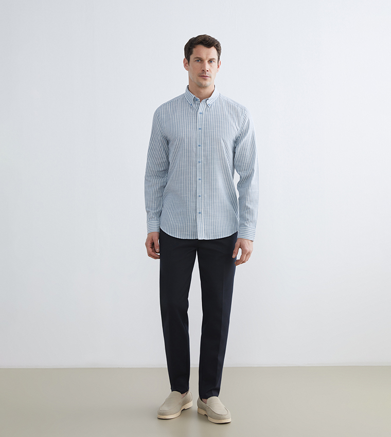 Striped Long Sleeves Dobby Shirt