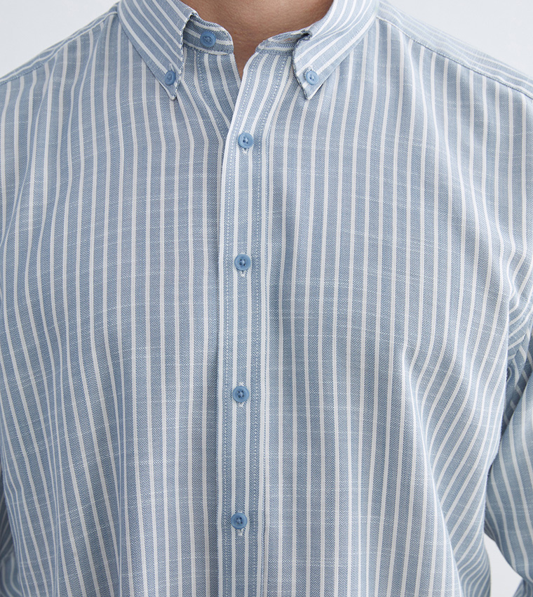 Striped Long Sleeves Dobby Shirt