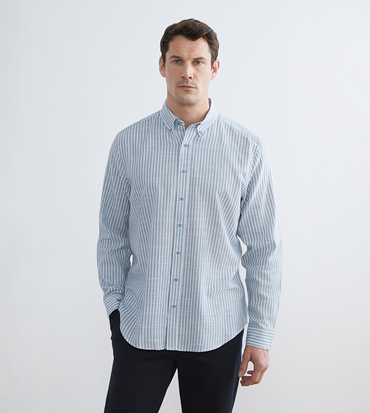 Striped Long Sleeves Dobby Shirt