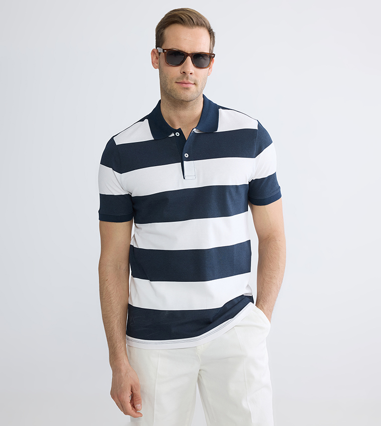 Striped Short Sleeves Polo T-Shirt