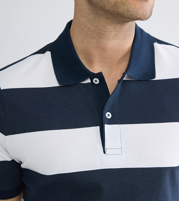 Striped Short Sleeves Polo T-Shirt