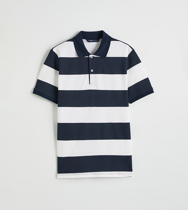 Striped Short Sleeves Polo T-Shirt