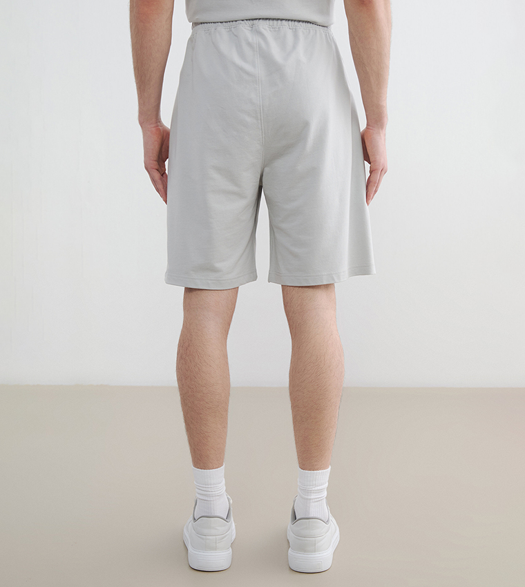 Label Detail Drawstring Waist Shorts