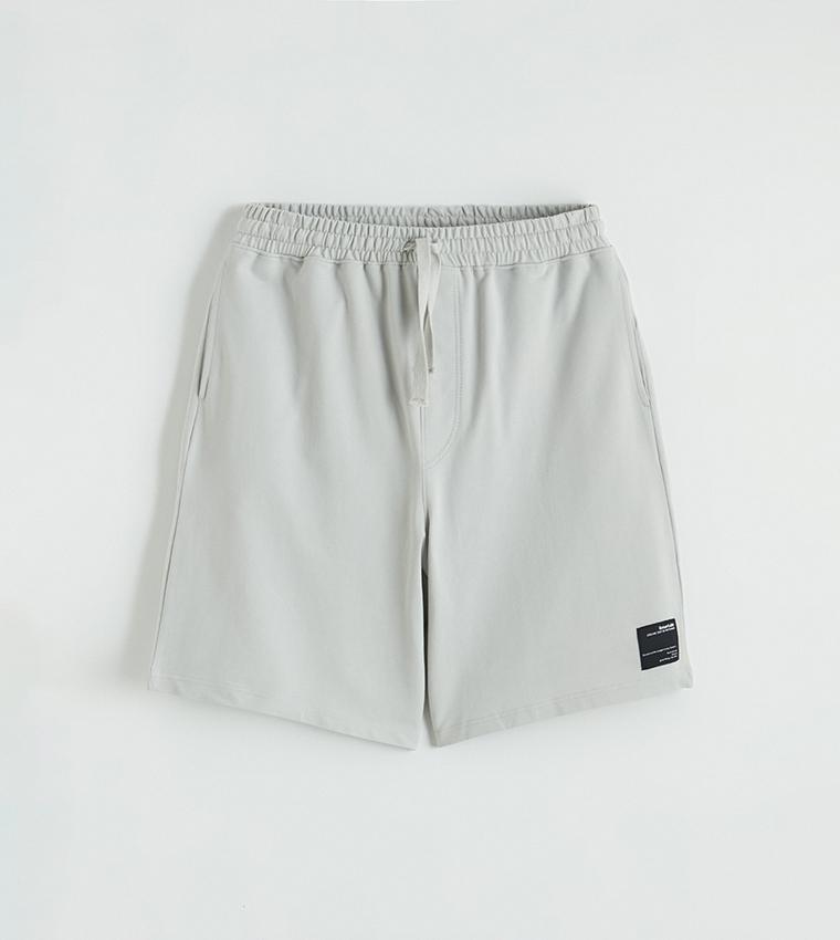 Label Detail Drawstring Waist Shorts