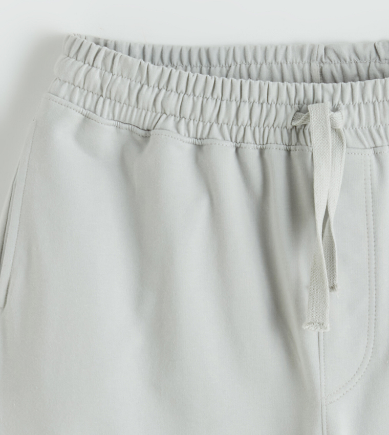 Label Detail Drawstring Waist Shorts