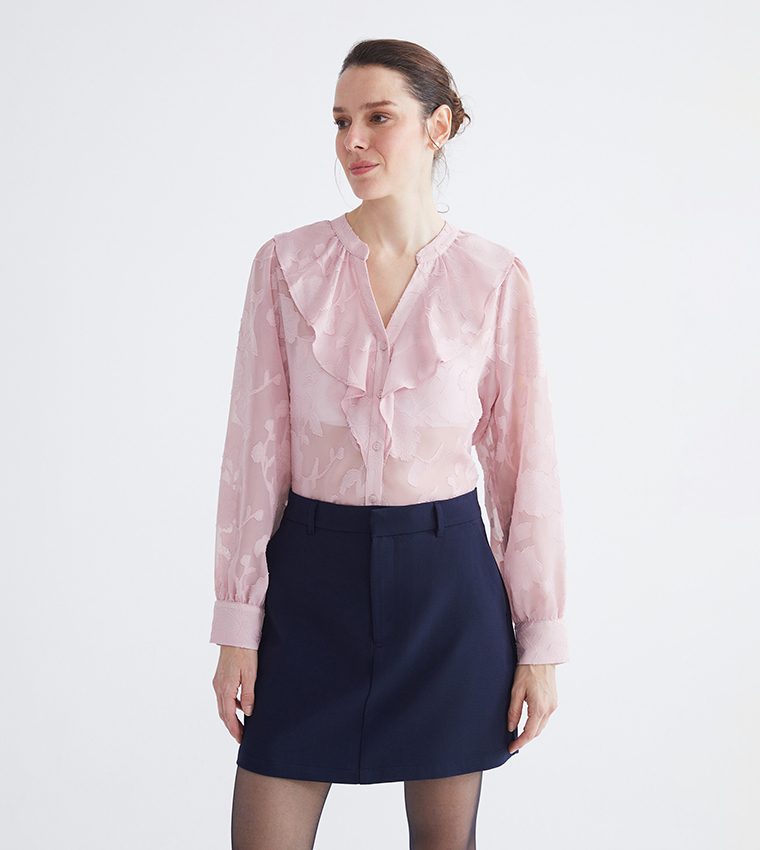 Embroidered V-Neck Top