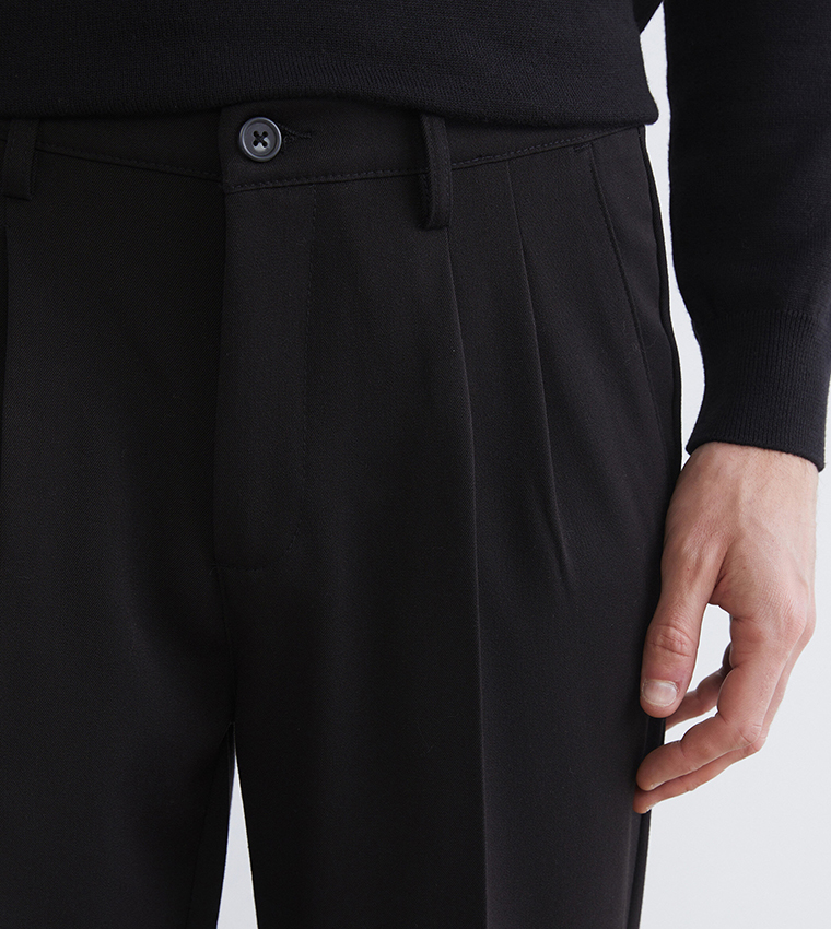 Solid Mid Rise Slim Fit Trousers