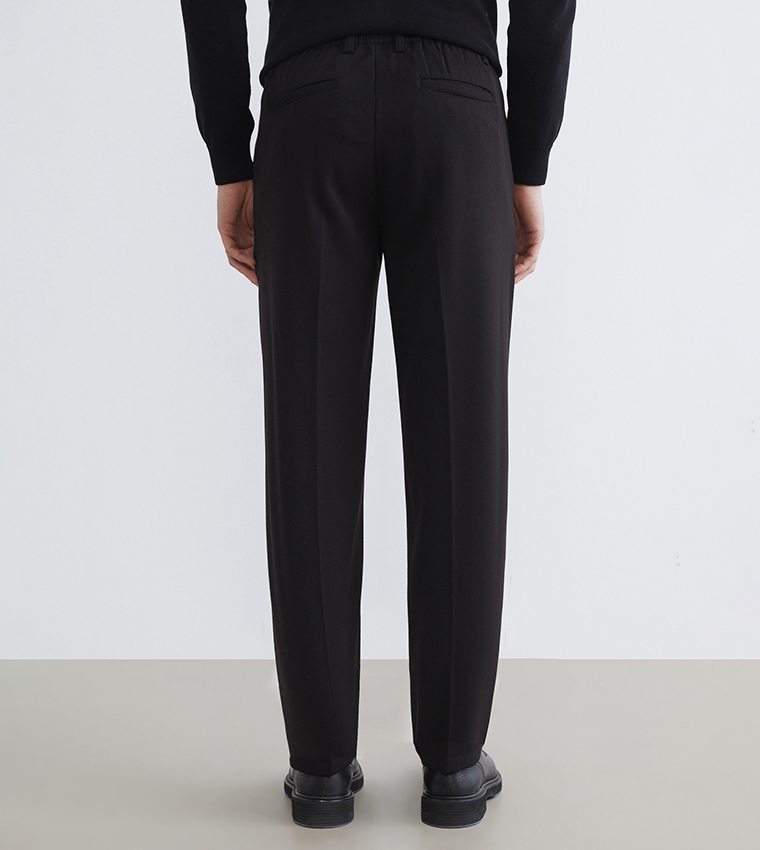 Solid Mid Rise Slim Fit Trousers