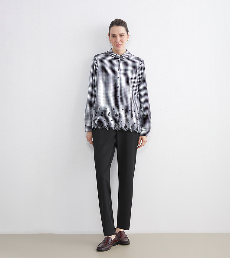 Solid Elastic Waist Trousers