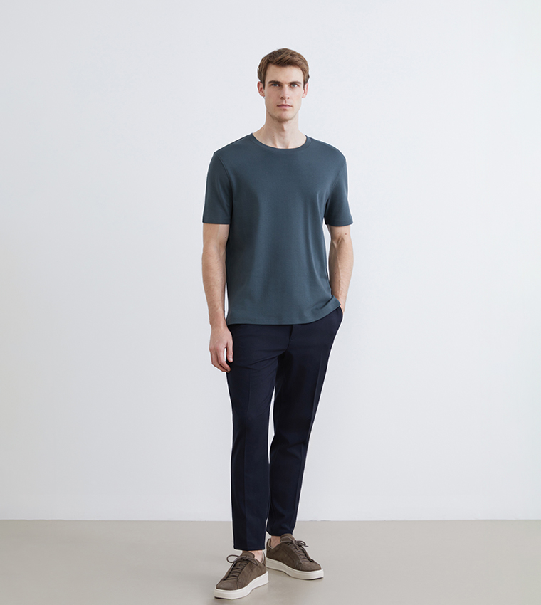 تيشيرت رجالي كاجوال سادة كم قصير 