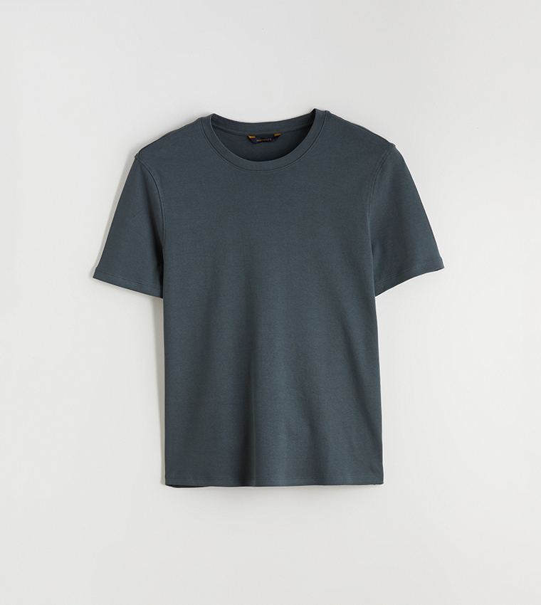 تيشيرت رجالي كاجوال سادة كم قصير 