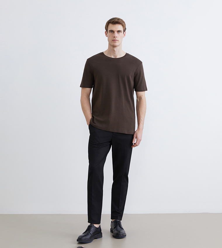 تيشيرت رجالي كاجوال سادة كم قصير 