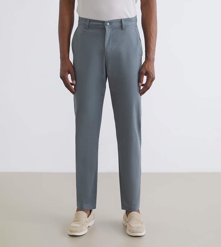 Mid Rise Slim Fit Woven Trousers