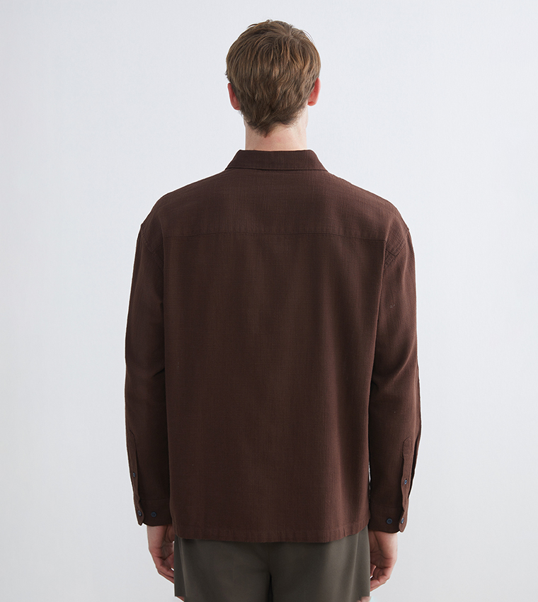 Textured Long Sleeves Relaxed Fit Shirt