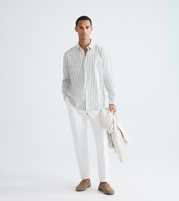 Striped Long Sleeves Gabardine Shirt