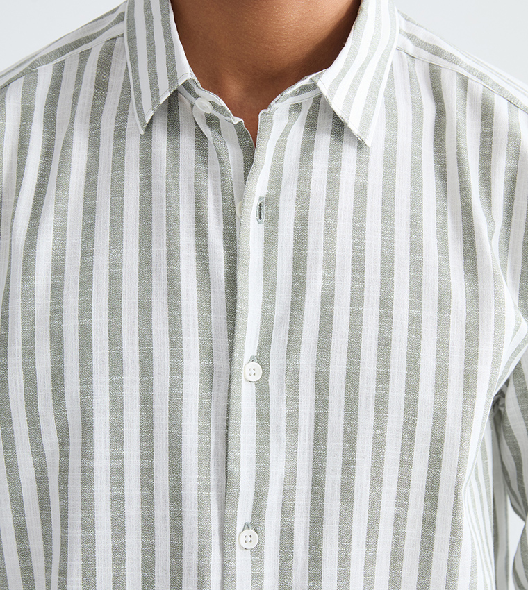 Striped Long Sleeves Gabardine Shirt