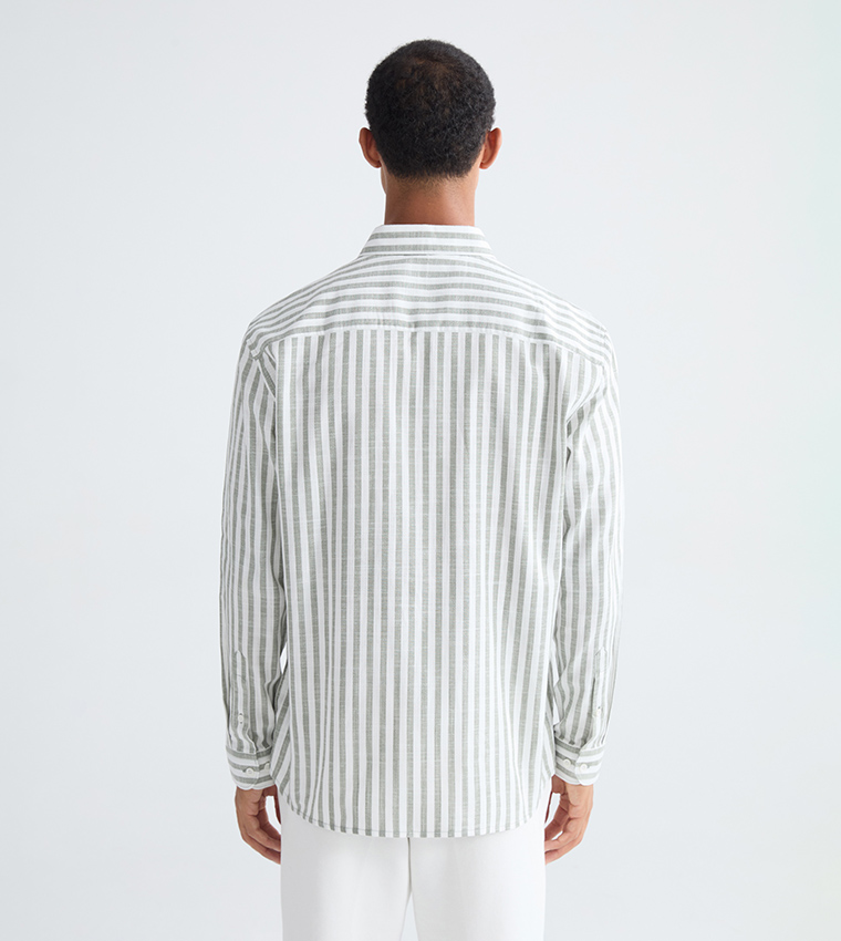 Striped Long Sleeves Gabardine Shirt