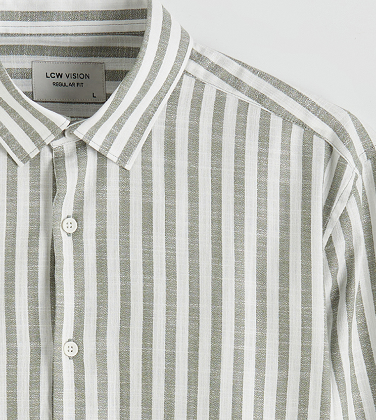Striped Long Sleeves Gabardine Shirt