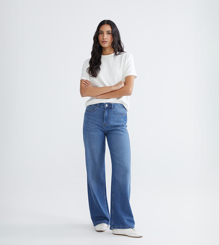 اٍل سي واي كيكي  ساق واسعة - أزرق Wide Leg Jeans