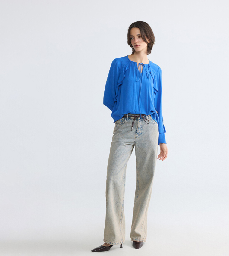 Solid Tie-Up Neck Top