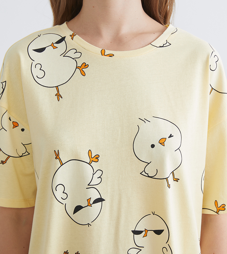 Printed Crew Neck Shorty Pyjama Set