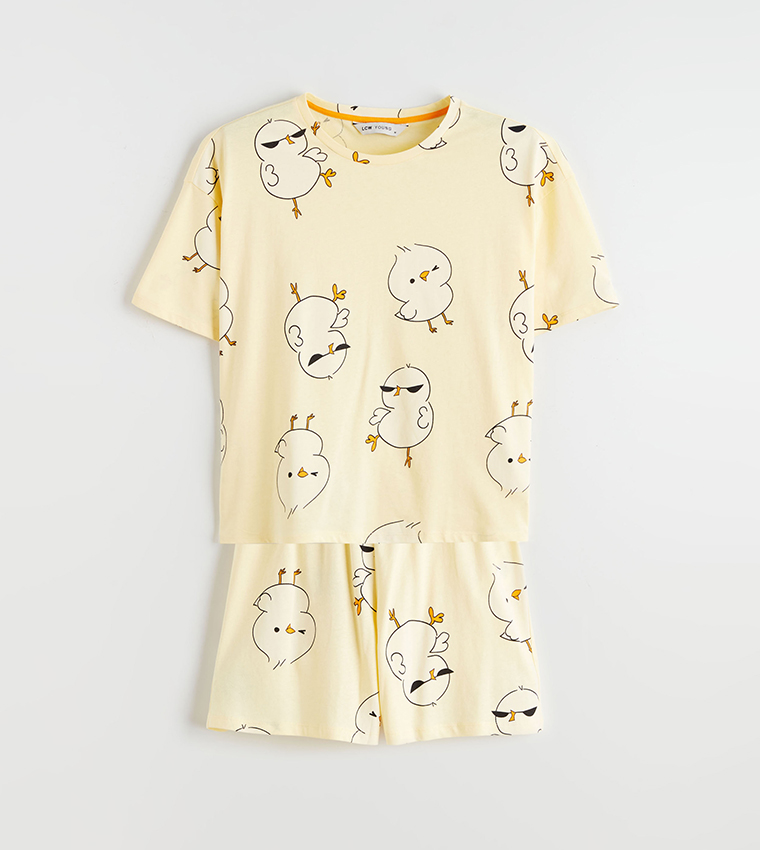 Printed Crew Neck Shorty Pyjama Set