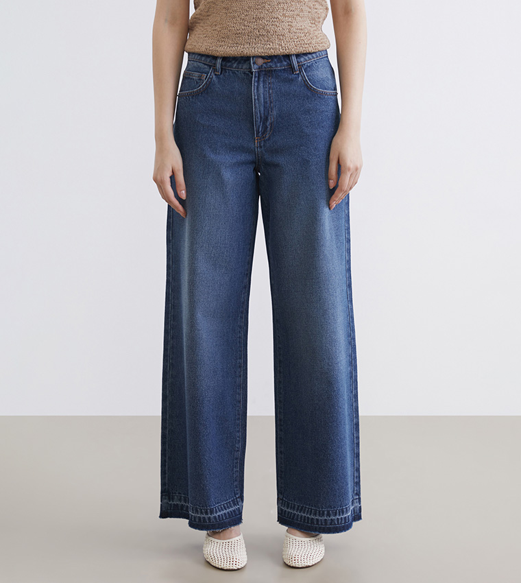 Washed High Waist Wide Leg Jeans