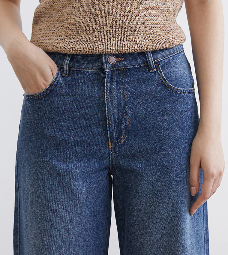 Washed High Waist Wide Leg Jeans