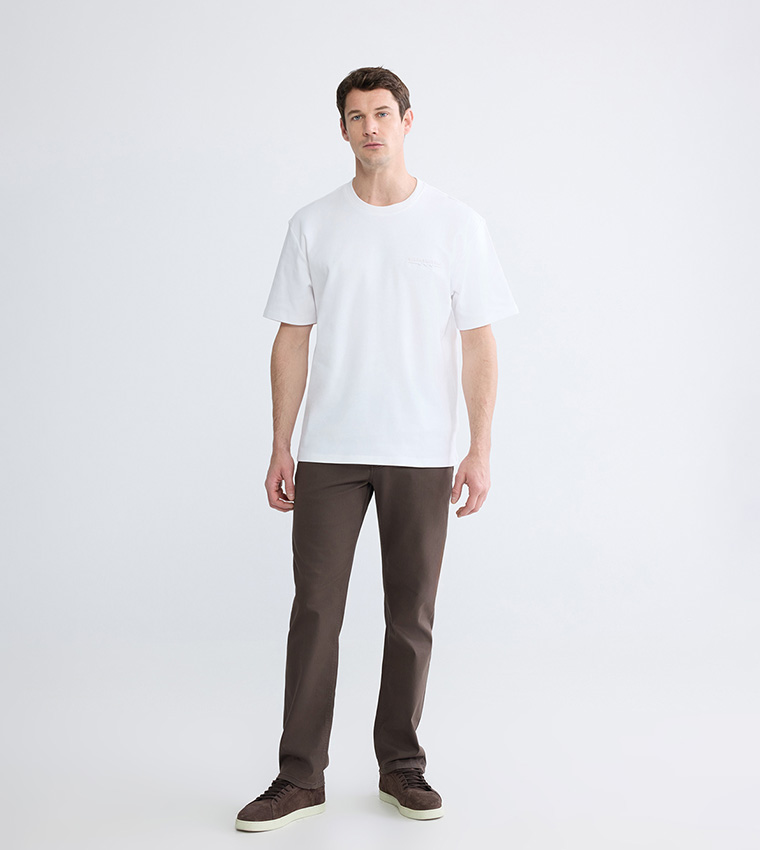 Embossed Crew Neck Loose Fit T-Shirt
