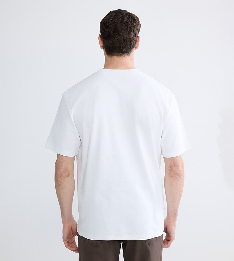 Embossed Crew Neck Loose Fit T-Shirt