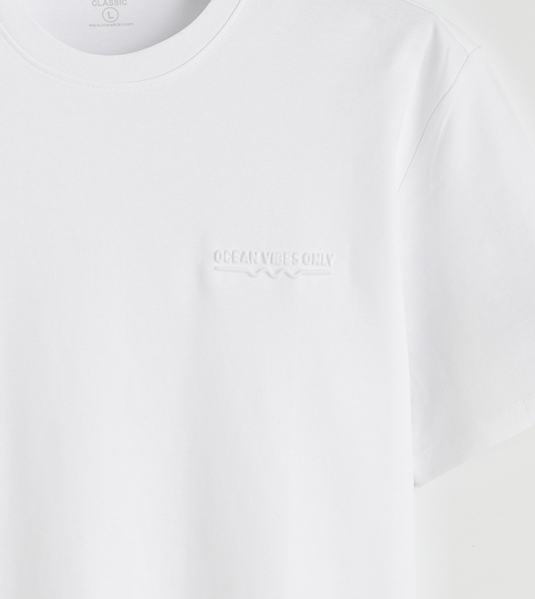 Embossed Crew Neck Loose Fit T-Shirt