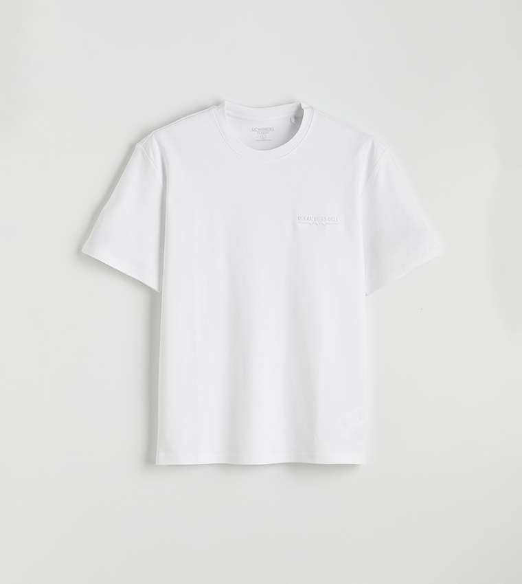 Embossed Crew Neck Loose Fit T-Shirt