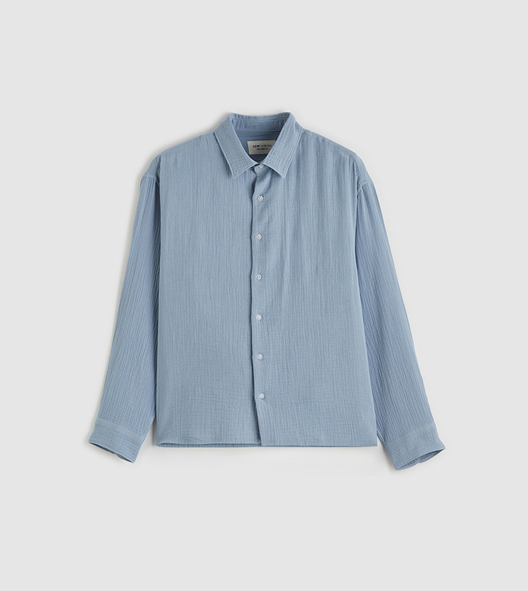 Textured Long Sleeves Muslin Shirt