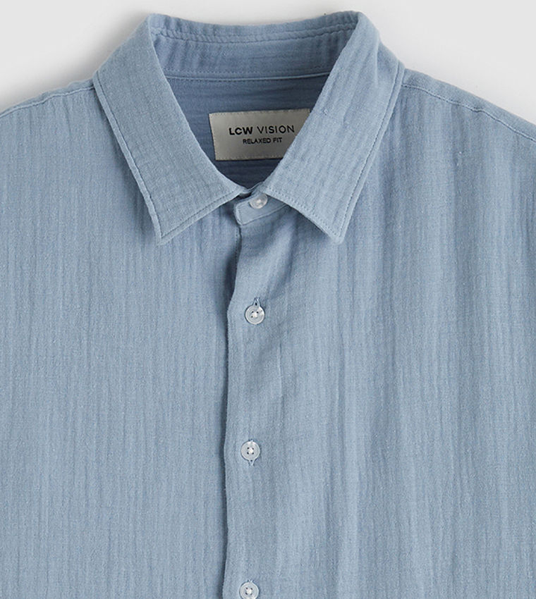 Textured Long Sleeves Muslin Shirt