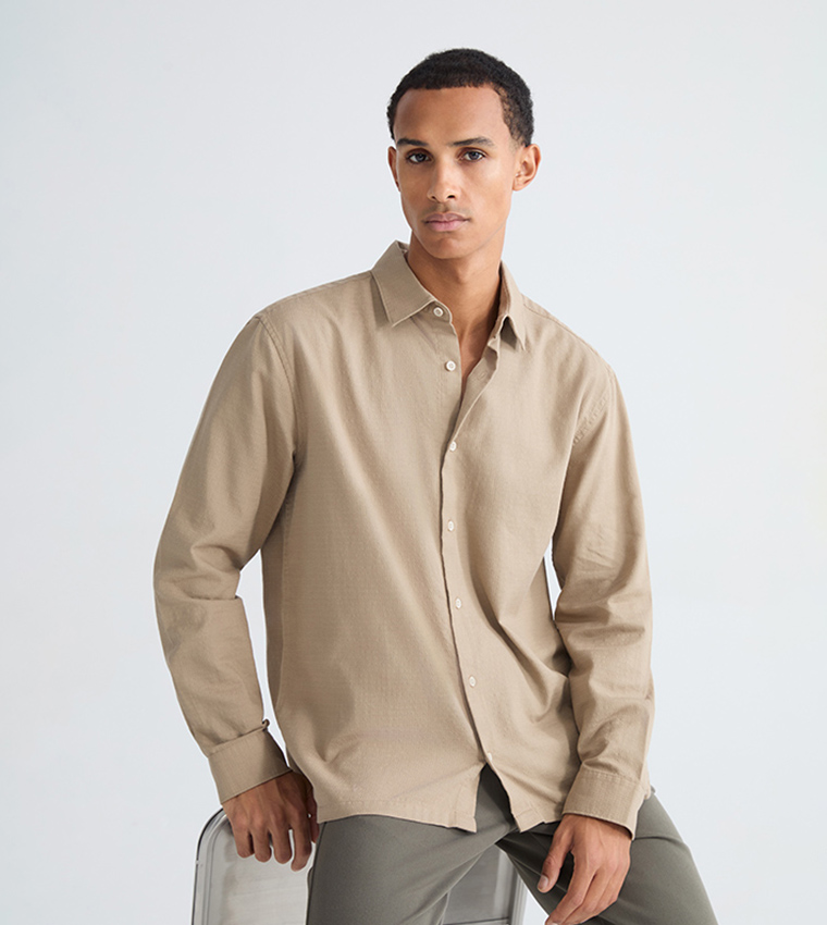 Textured Long Sleeves Dobby Shirt