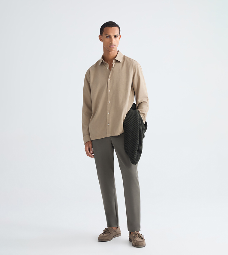 Textured Long Sleeves Dobby Shirt