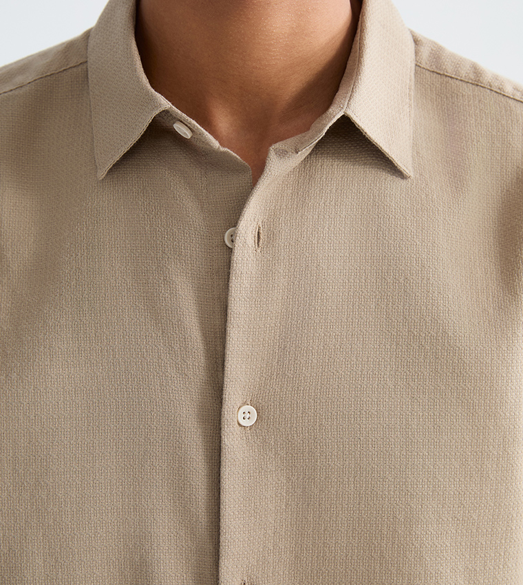 Textured Long Sleeves Dobby Shirt